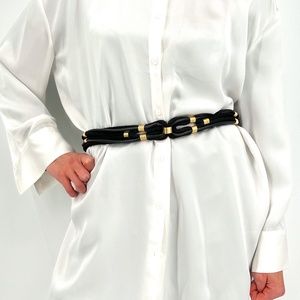 TASHA TARNO Black and gold Fabric and chain belt